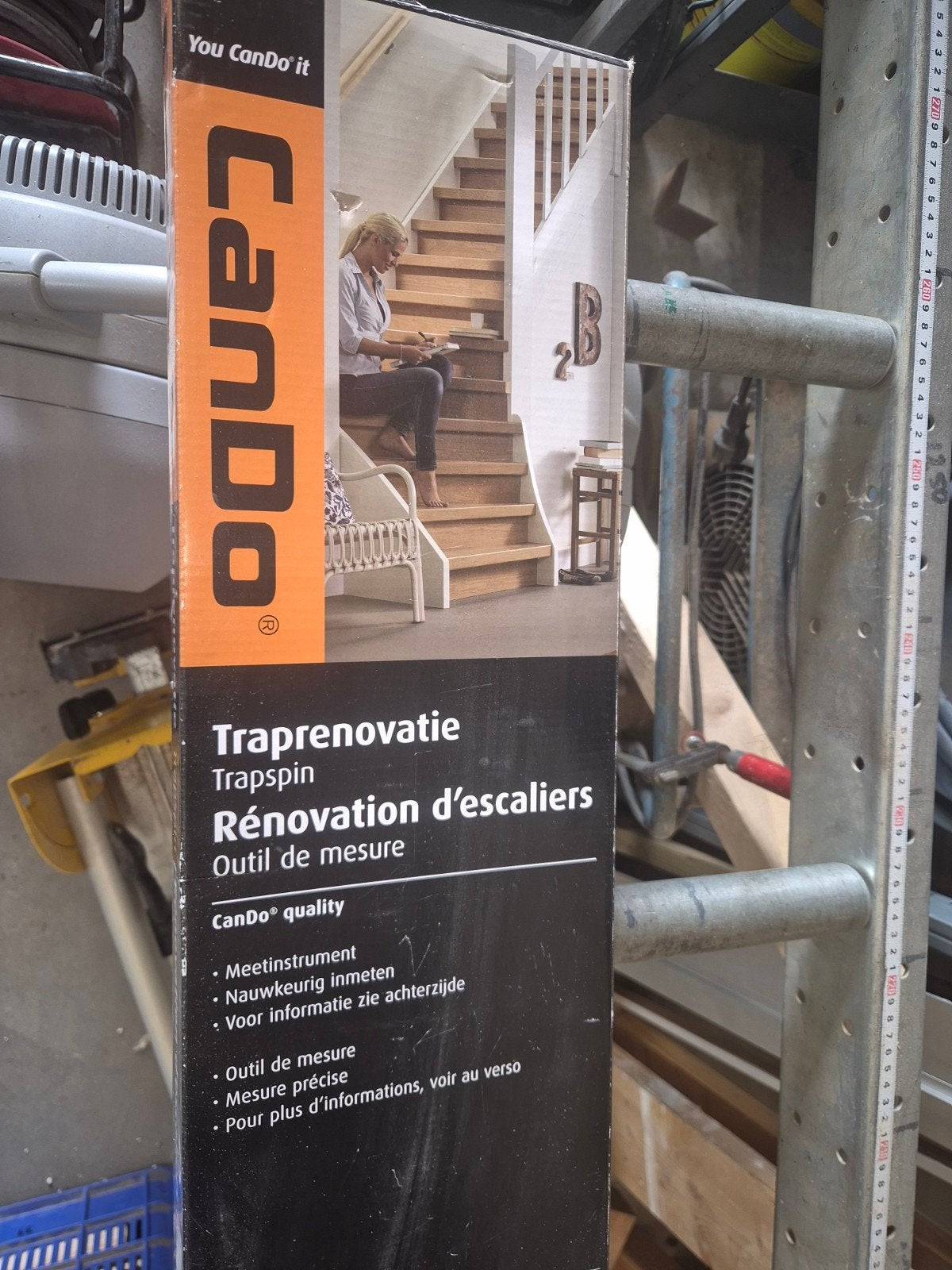 CanDo Trapspin - Meetinstrument voor traprenovatie, Doe-het-zelf en Verbouw, Ophalen, Zo goed als nieuw, Trap, Minder dan 2 meter