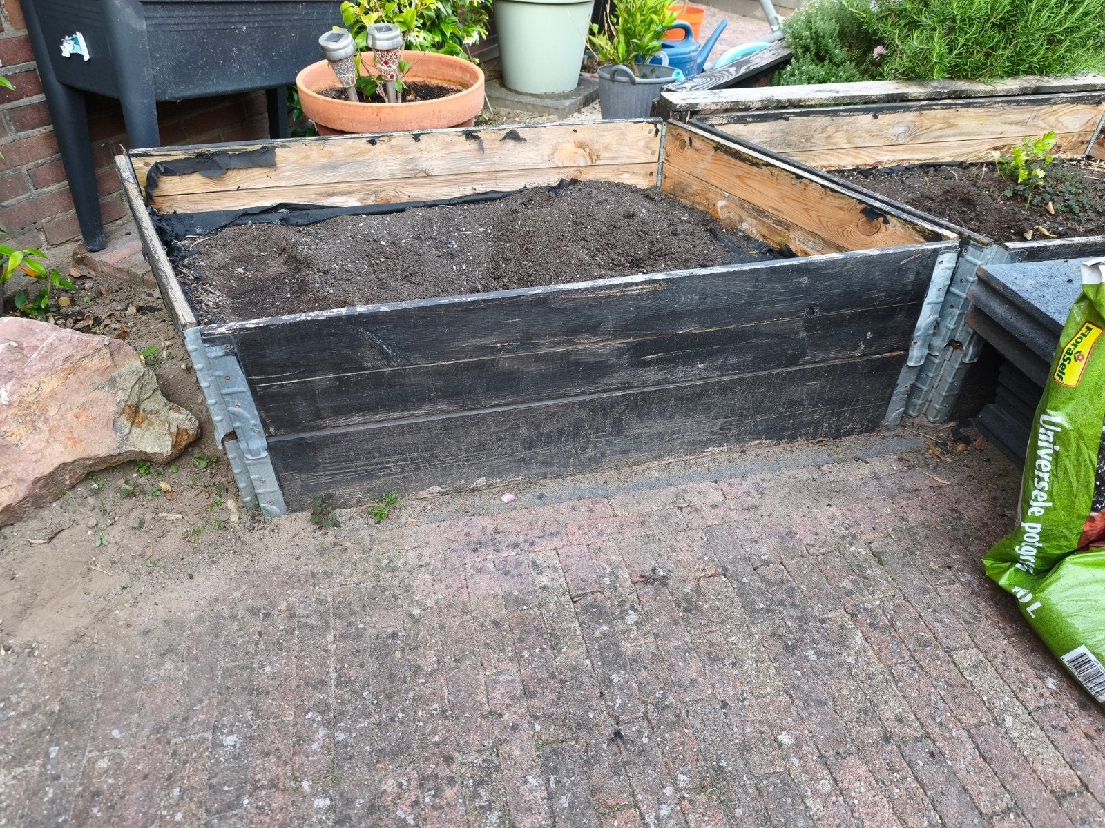 8 houten opzetranden voor moestuin, Ophalen, Gebruikt, Minder dan 30 cm, 100 cm of meer