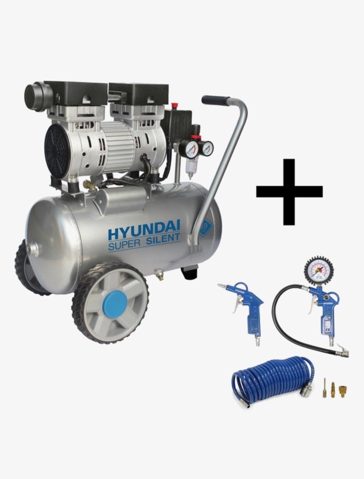 Hyundai Super Silent Compressor, Doe-het-zelf en Verbouw, Compressors, Ophalen, 6 tot 10 bar, Zo goed als nieuw, 25 tot 100 liter
