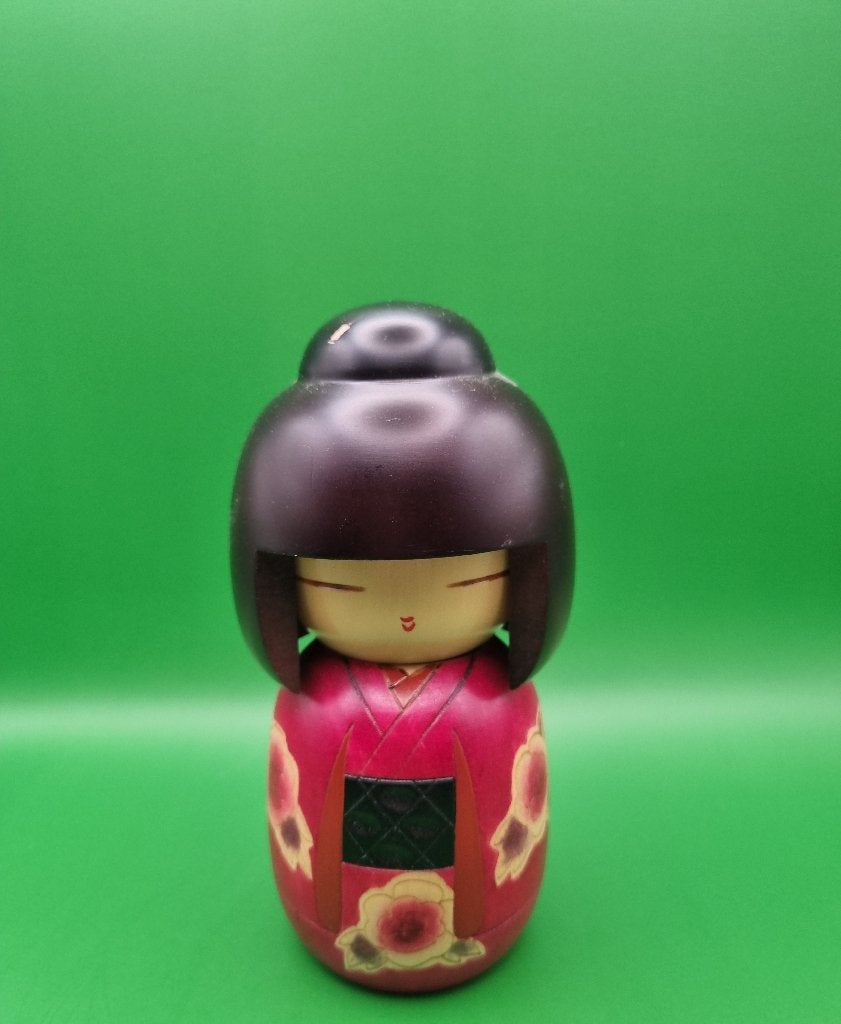 Vintage Kokeshi van Masae Fujikawa (1942–2015), Hout, Geschilderd, Ophalen of Verzenden, 15 cm