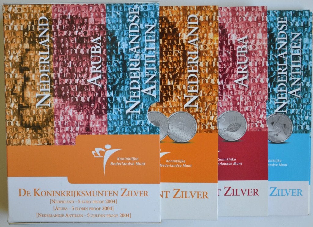 Koninkrijksmunten 2004 - zilver, Postzegels en Munten, Koningin Beatrix, Zilver, Euro's, Ophalen of Verzenden