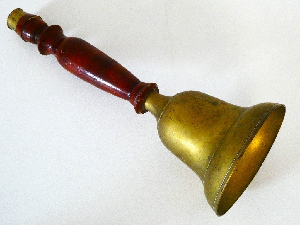 Oude handbel vergaderbel tafelbel schoolbel bel luide klank, Ophalen of Verzenden