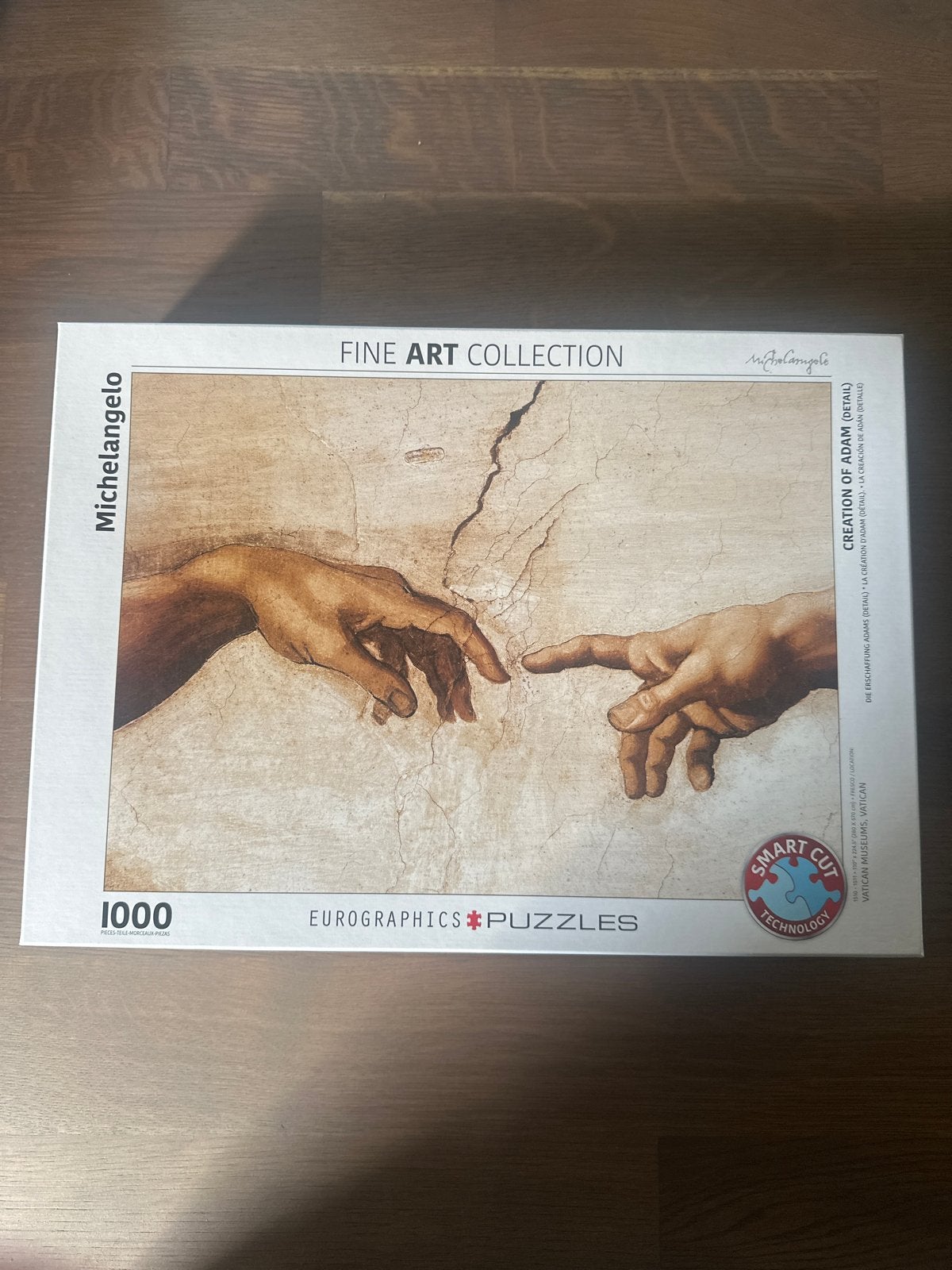 Michelangelo Schepping van Adam puzzel - 1000 stukjes, Ophalen of Verzenden, 500 t/m 1500 stukjes, Nieuw, Legpuzzel