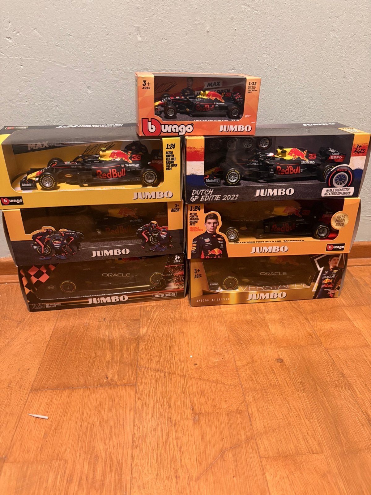 Diverse Max Verstappen Bburago Jumbo F1 auto's, Verzenden, Nieuw, Overige typen, Bburago