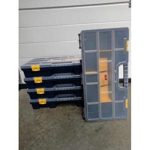 5 Nieuwe Sorteerkoffers met losse verdeling 49x25x8cm Blauw, Ophalen, Nieuw, Nvt, Nvt