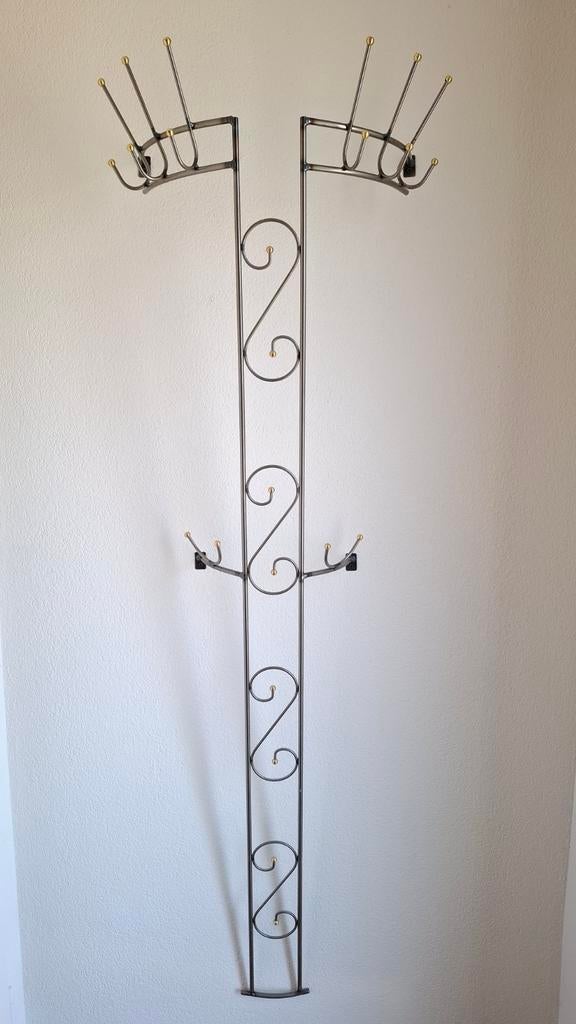 Vintage metalen hangende  kapstok met gouden accenten, Huis en Inrichting, Woonaccessoires | Kapstokken, Gebruikt, 200 cm of meer