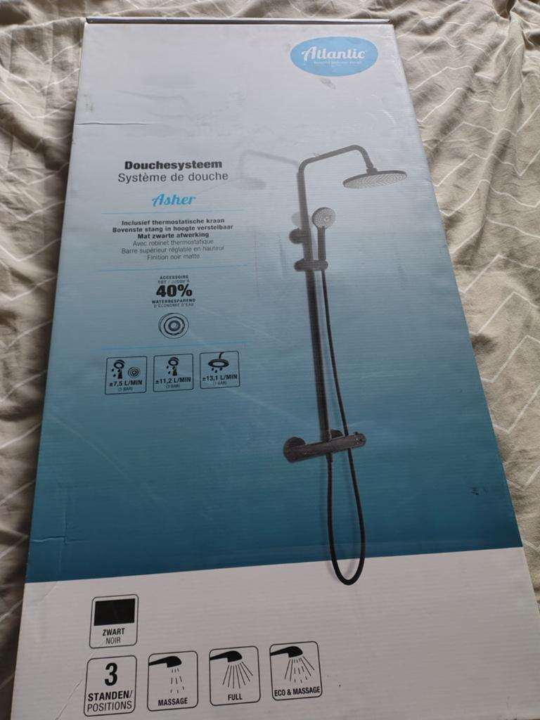 Gloednieuwe regendouche zwart, Doe-het-zelf en Verbouw, Sanitair, Ophalen of Verzenden, Nieuw, Douche