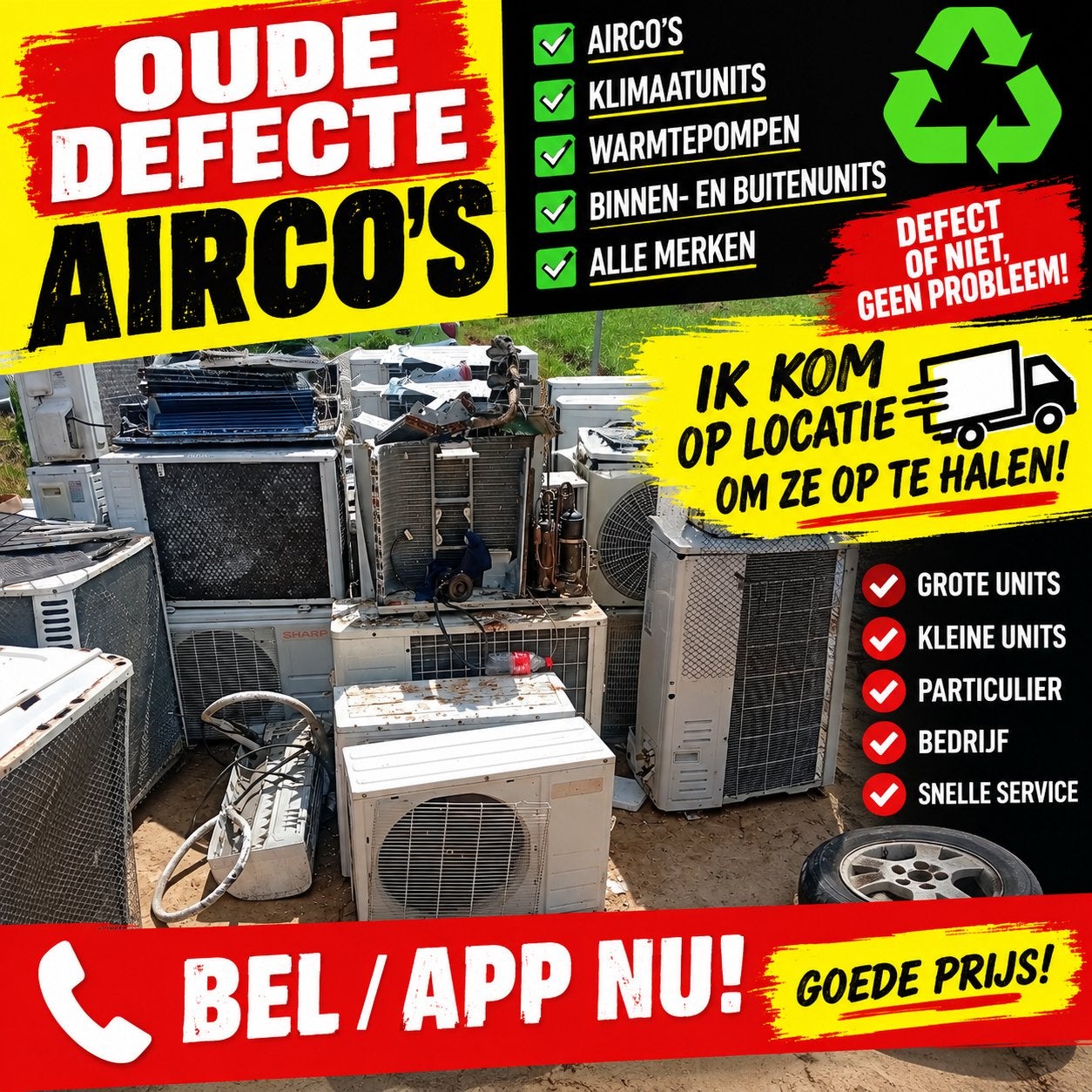 Inkoop defecte Aircos & oud ijzer, Ophalen, Gebruikt, Overige typen