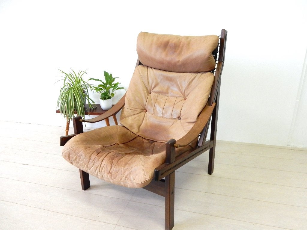 vintage TORBJØRN AFDAL fauteuil stoel Bruksbo jaren 60, Huis en Inrichting, Fauteuils, Gebruikt, ., Vintage, 75 tot 100 cm