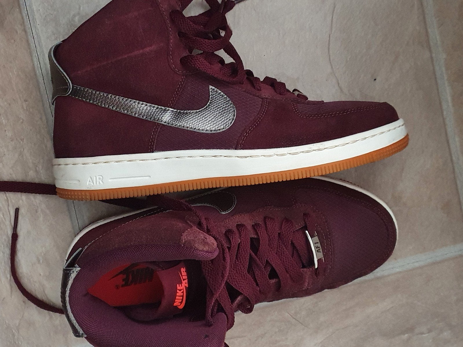Nike Air Force 1 High sneakers - Maat 38.5 bordeaux rood, Overige kleuren, Nike, Ophalen of Verzenden, Sneakers of Gympen