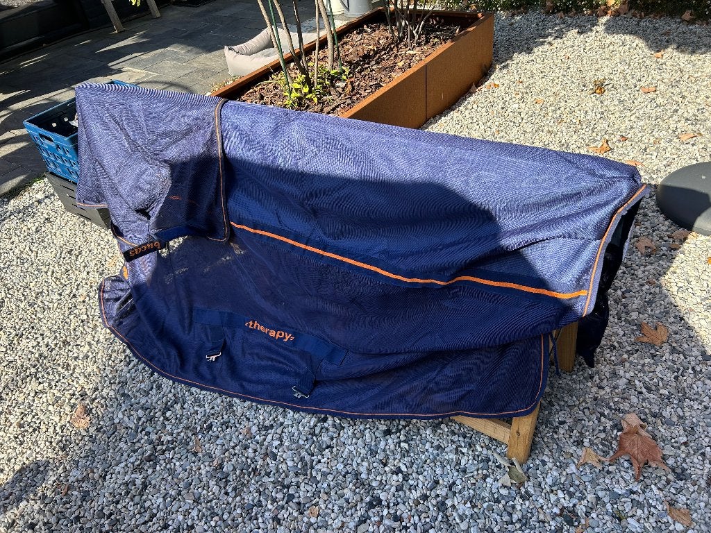 Staldeken Bucas Recuptex Light met halsstuk, Gebruikt, Ophalen of Verzenden, Staldeken, Blauw