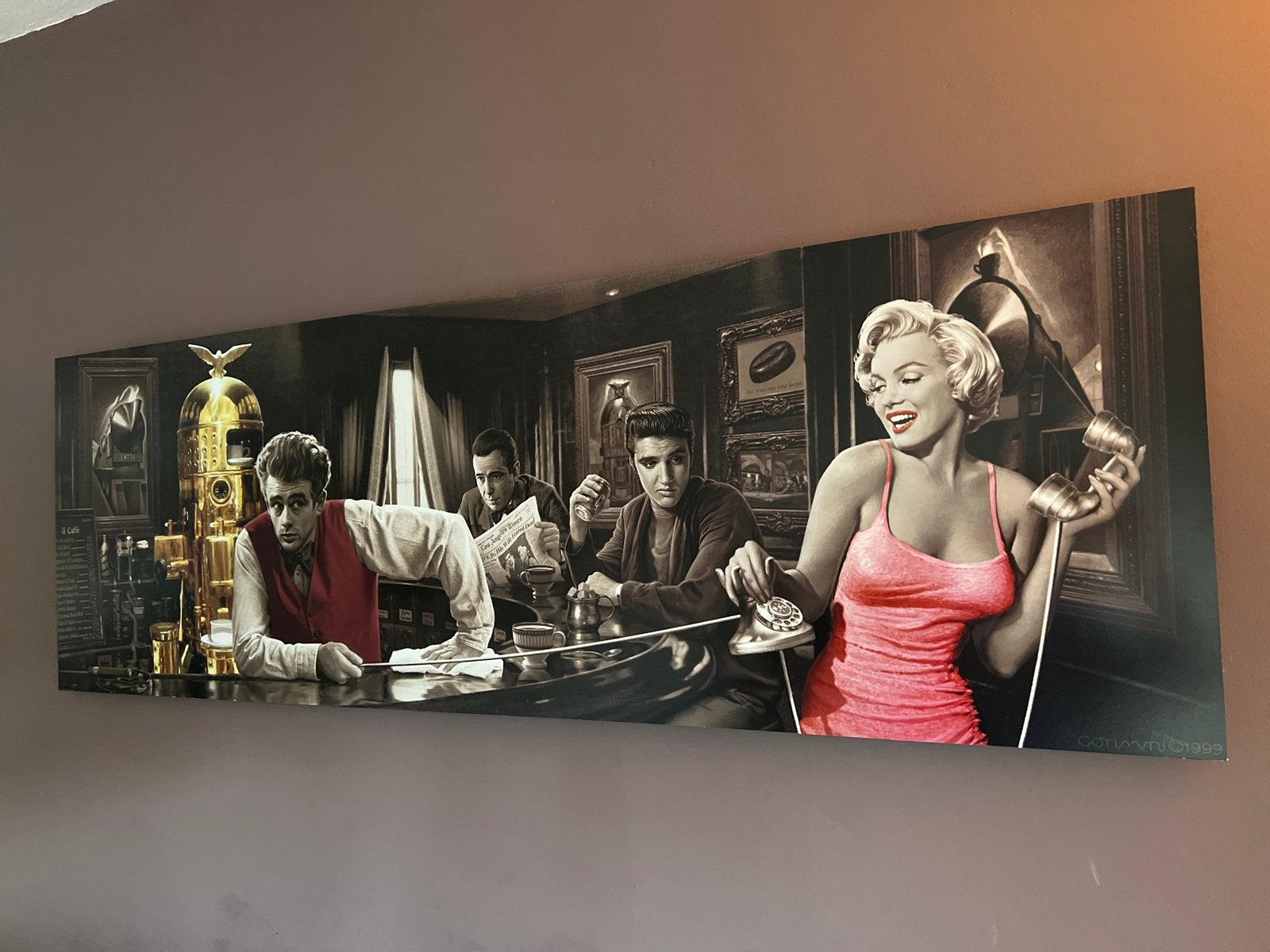 Modern schilderij met iconische figuren, Ophalen, Figuren, Print, Op houten frame