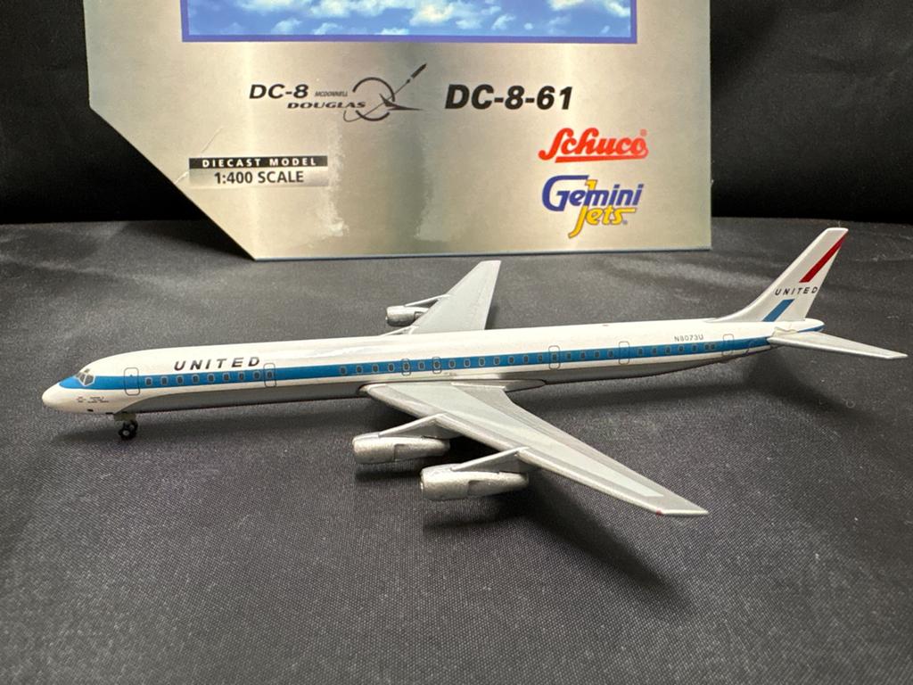 DC-8-61 United Airlines 1:400 schaalmodel Schuco Gemini Jets, Verzamelen, Luchtvaart en Vliegtuigspotten, Ophalen of Verzenden