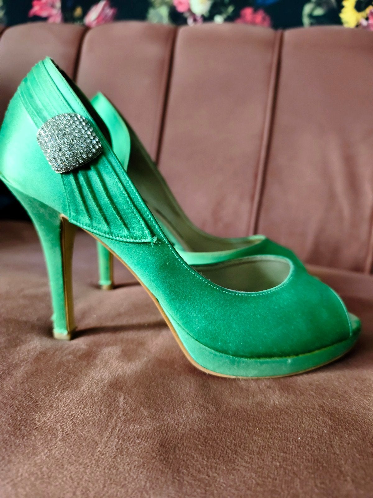 Rainbow Couture Bruidsschoenen - Uniek Groen, Rainbow Couture, Ophalen of Verzenden, Schoenen met hoge hakken, Gedragen