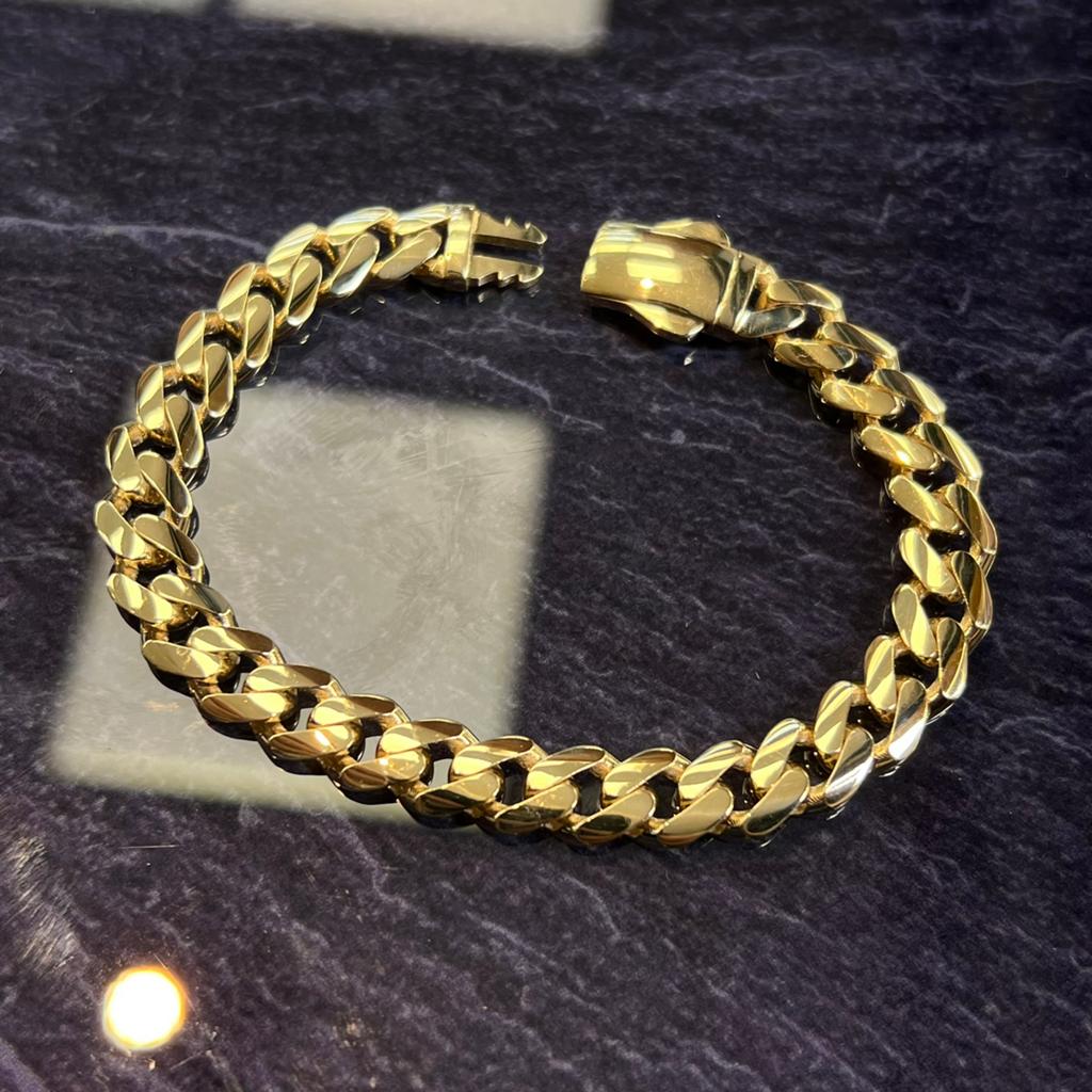 14k gouden armband cuban schakel miami Italy gourmet, Ophalen of Verzenden, Zo goed als nieuw, Goud