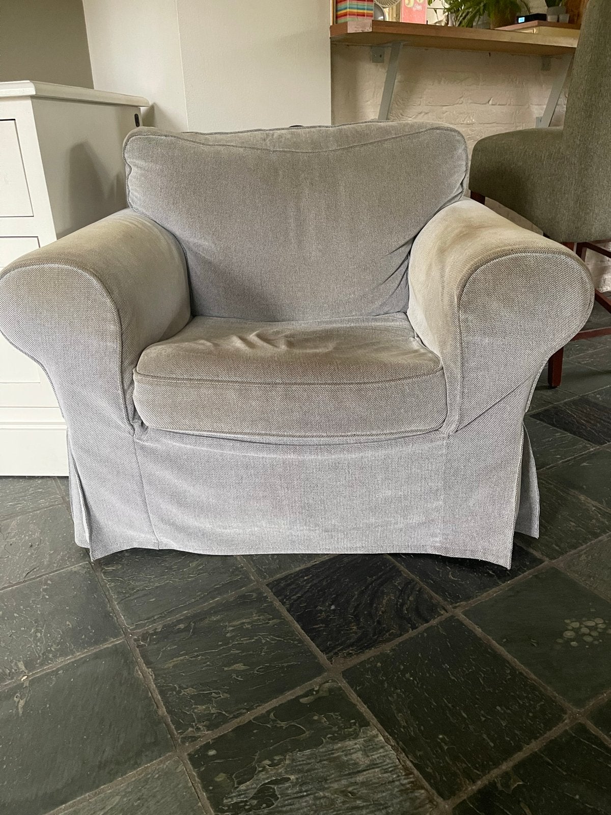 Comfortabele grijze IKEA fauteuil - Gebruikt, Ophalen, Gebruikt, Stof, 75 tot 100 cm