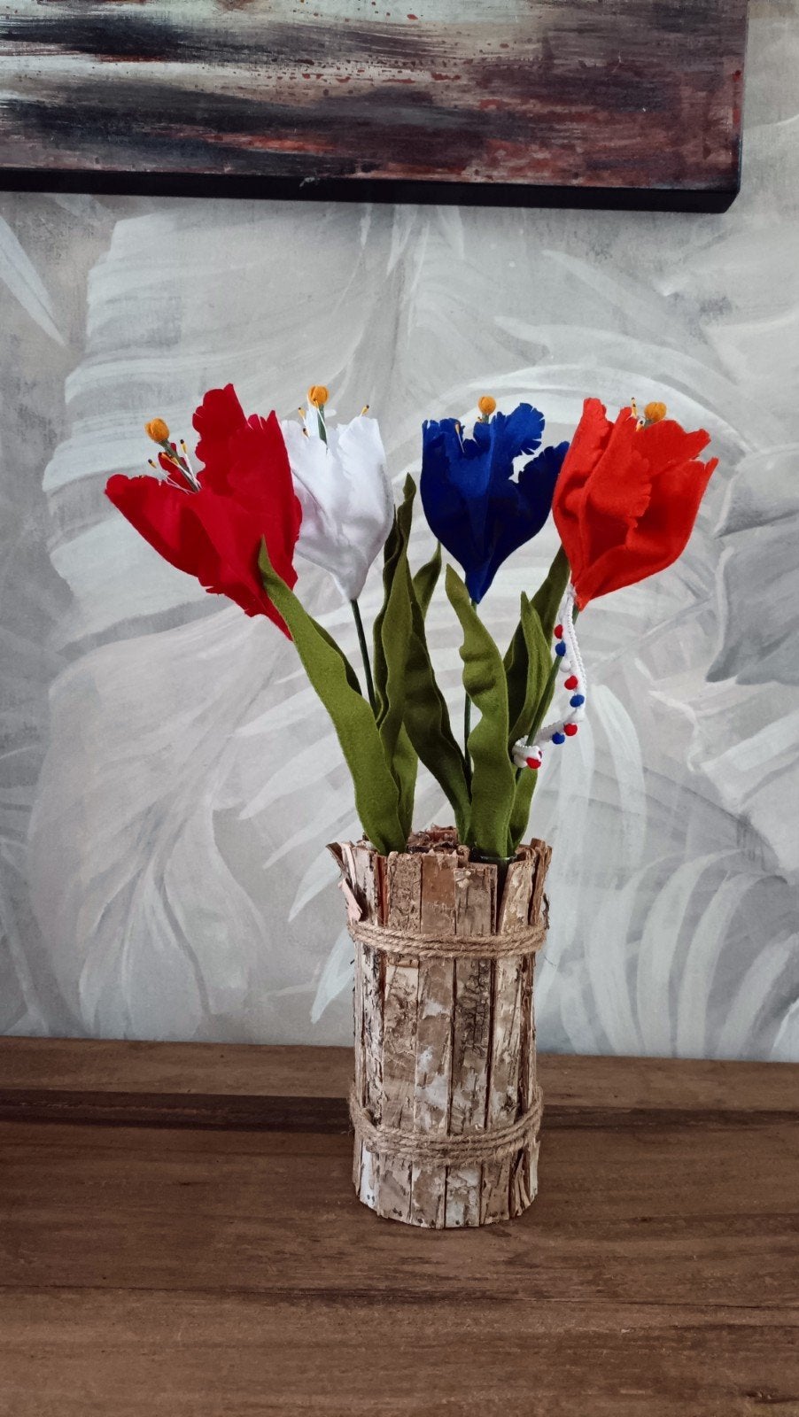Handgemaakte parkiet tulpen van vilt., Ophalen of Verzenden, Nieuw