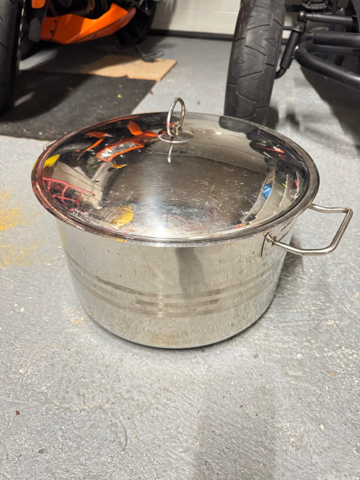 Grote RVS Kookpan met Deksel - 38 cm diameter, Gebruikt, Met deksel, Ophalen of Verzenden, Rvs