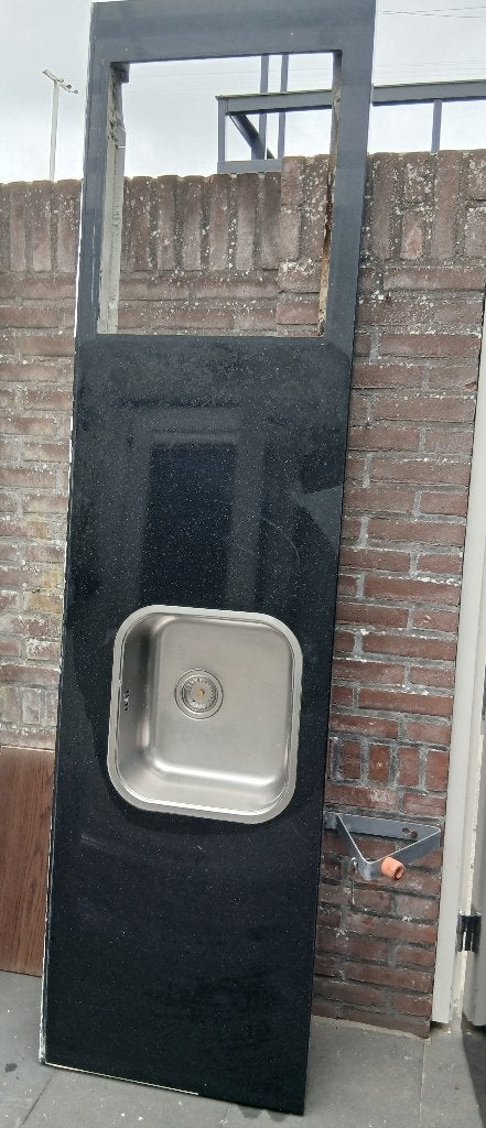 Donker grijs antraciet/zwart composiet aanrechtblad t.e.a.b., Ophalen, Gebruikt, Zwart, 150 tot 200 cm