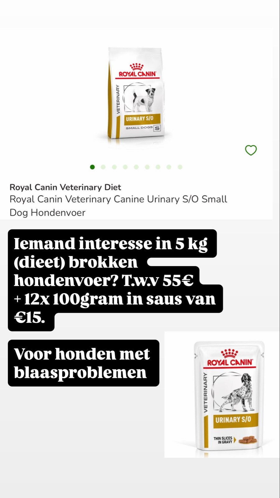 Royal Canin Veterinary Canine Small Urinary S/O, Ophalen of Verzenden, Hond