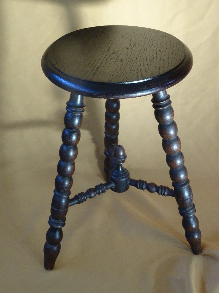 Houten plantentafeltje bobbin piedestal gedraaide poten hout, Ophalen, Zo goed als nieuw
