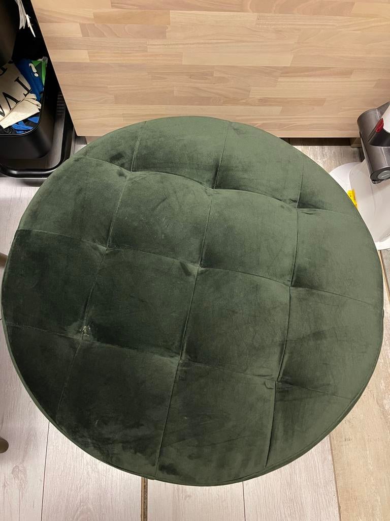 Velvet green pouffe with storage, Ophalen, Gebruikt, Rond, Minder dan 50 cm