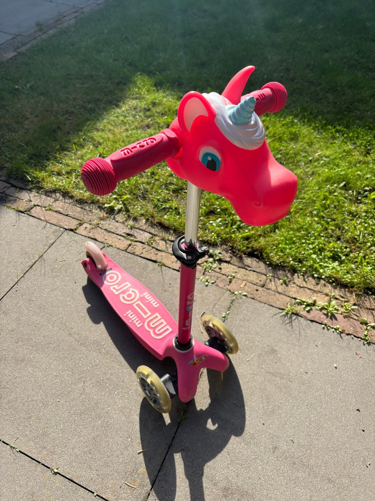 Roze Micro Mini Step met Eenhoorn Hoofd en Licht, Fietsen en Brommers, Ophalen, Gebruikt, Gewone step