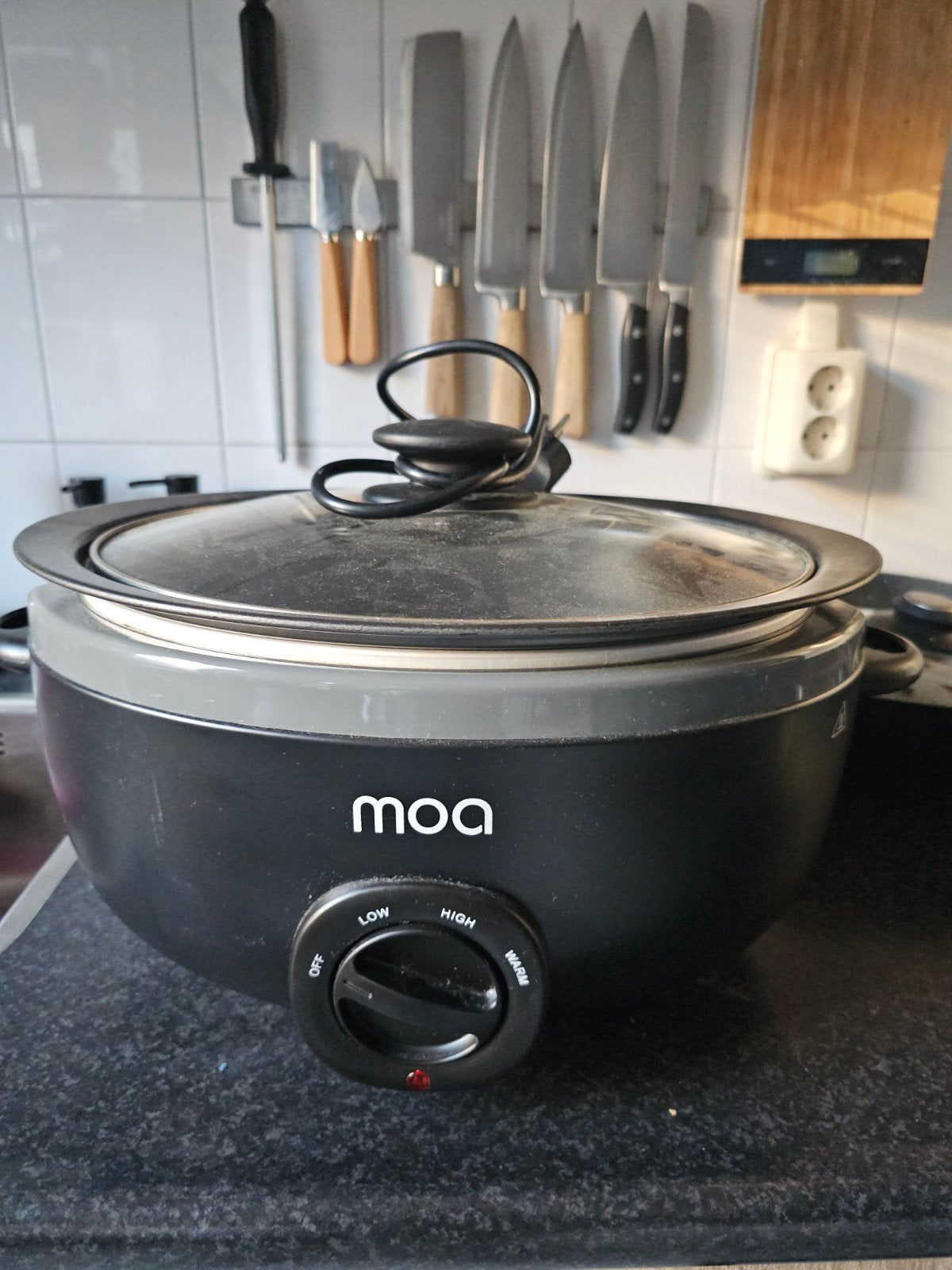 MOA Slowcooker - Zwart - 6.5 liter., Witgoed en Apparatuur, Slowcookers, Ophalen, Zo goed als nieuw