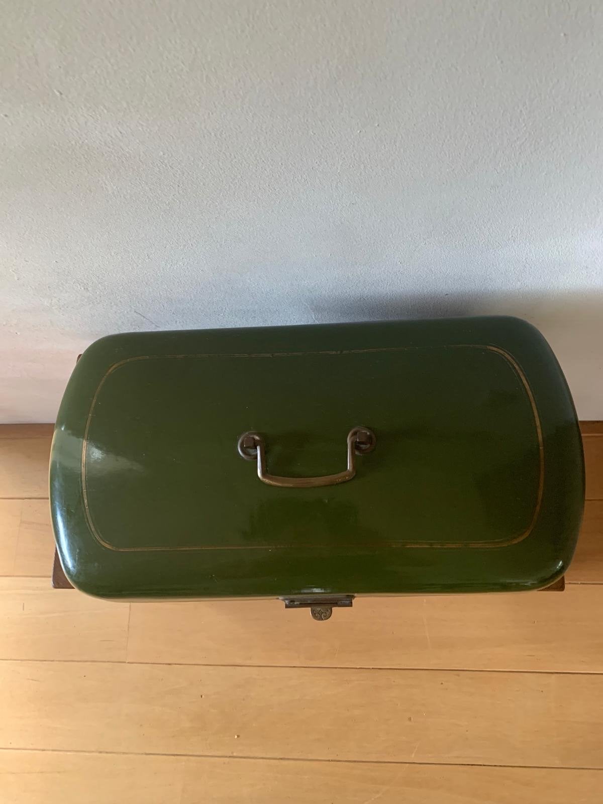 Vintage geëmailleerde groene broodtrommel - 48x25x15 cm, Ophalen of Verzenden