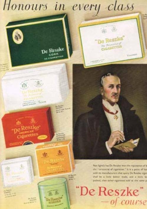 De Reszke - Adv. uit The Illustrated London News 1934, Verzamelen, Tijdschriften, Kranten en Knipsels, Ophalen of Verzenden, 1980 tot heden
