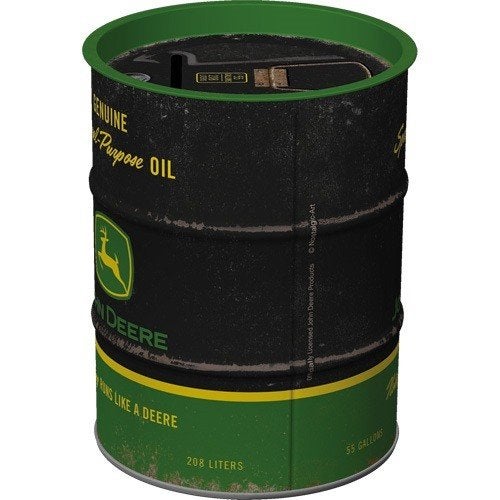 John Deere Oil barrel reclame spaarpot van metaal deco, Info@deconoord.nl, Deco Noord, Nieuw, Ophalen of Verzenden