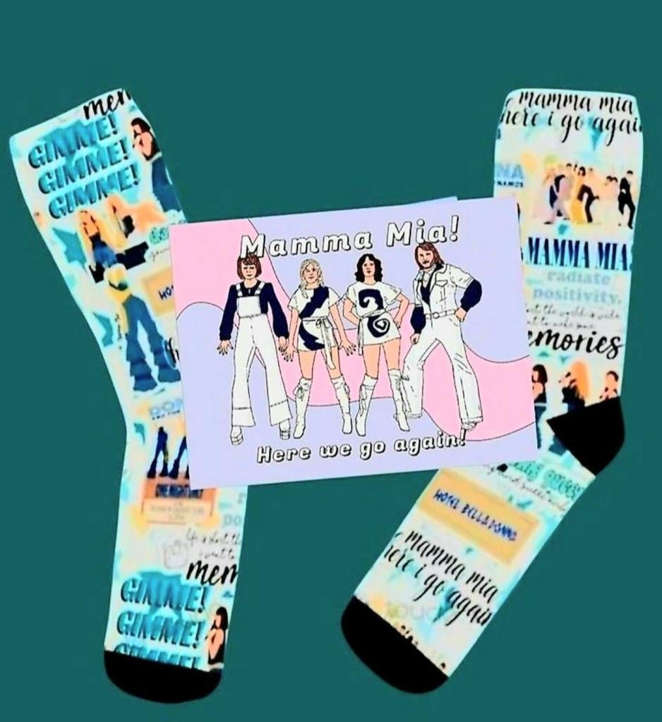 ABBA SOKKEN + BLANCO WENSKAART ABBA, Ophalen of Verzenden, Nieuw, Overige maten, Overige kleuren
