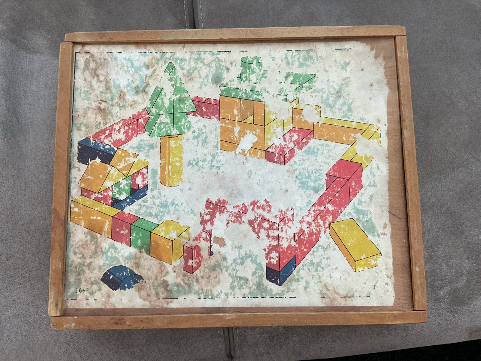 Vintage houten blokkendoos - Kleurrijke bouwblokken, Ophalen of Verzenden, Gebruikt, Overige merken