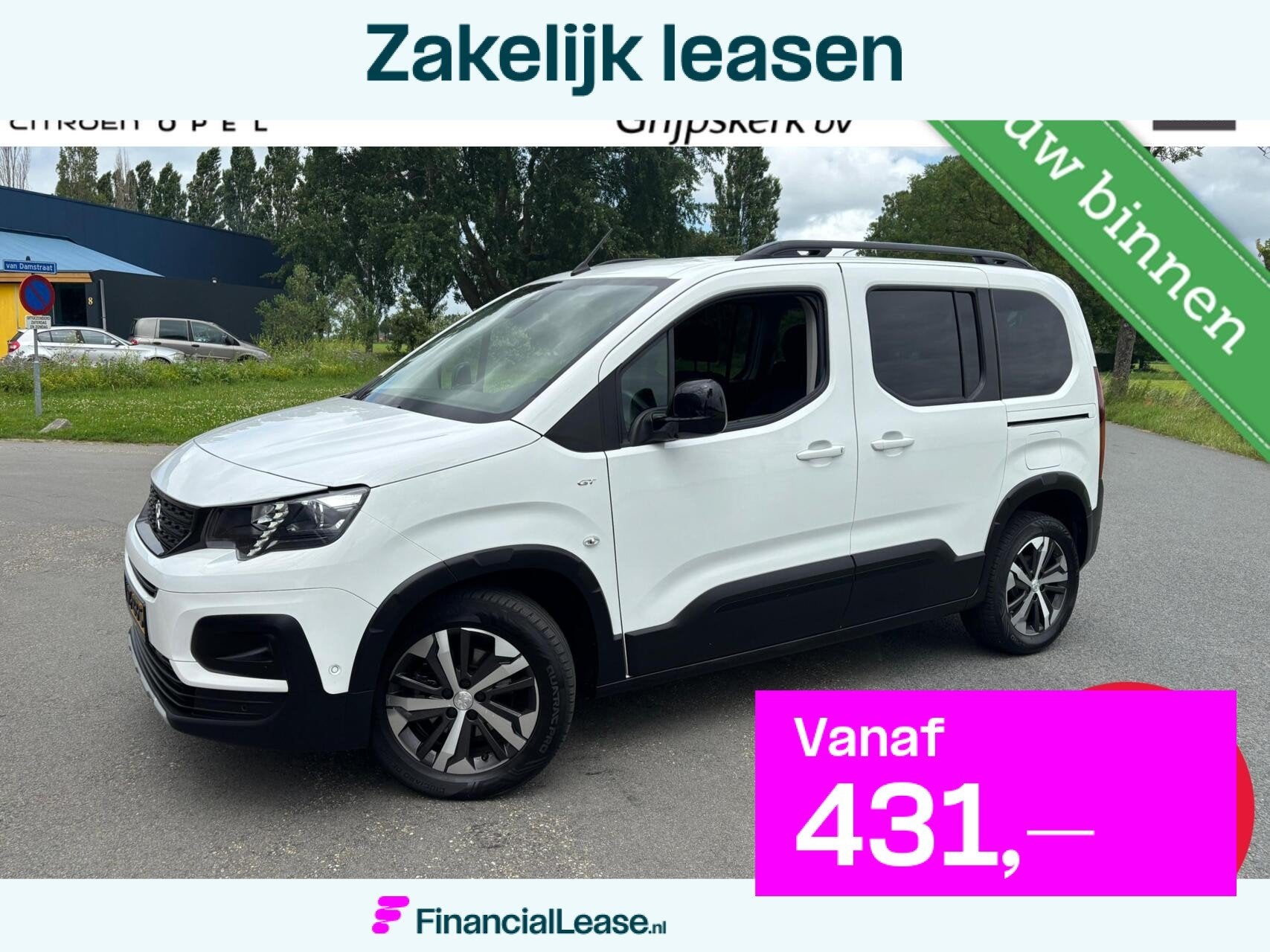 Peugeot Rifter 130pk GT-Line Automaat STAAT RIJKLAAR, 1199 cc, Wit, Rifter, 3 cilinders