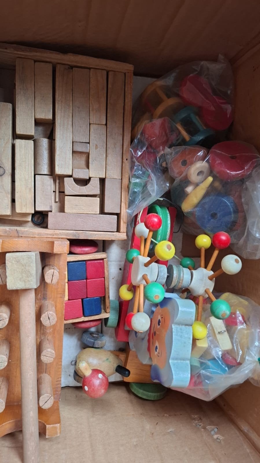 Oud houten speelgoed - Simplex puzzelklok en bouwsets, Ophalen of Verzenden, Gebruikt, Overige typen