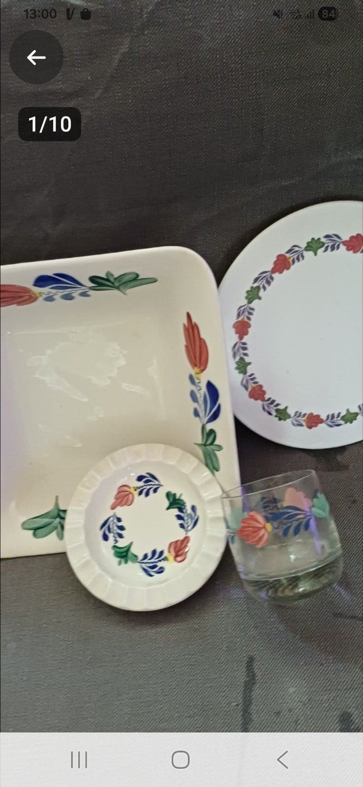 4 stuks delen Boerenbont serveerbord, onderzetter, glas, sch, Huis en Inrichting, Keuken | Servies, Overige merken, Landelijk/Boerenbont