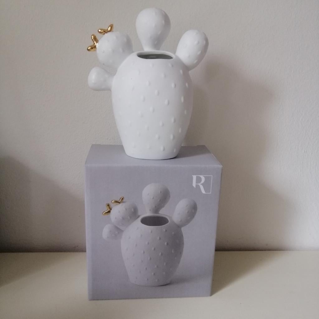 Rader vaas cactus - vijg, Huis en Inrichting, Wit, Aardewerk of Porselein, Nieuw, Ophalen of Verzenden