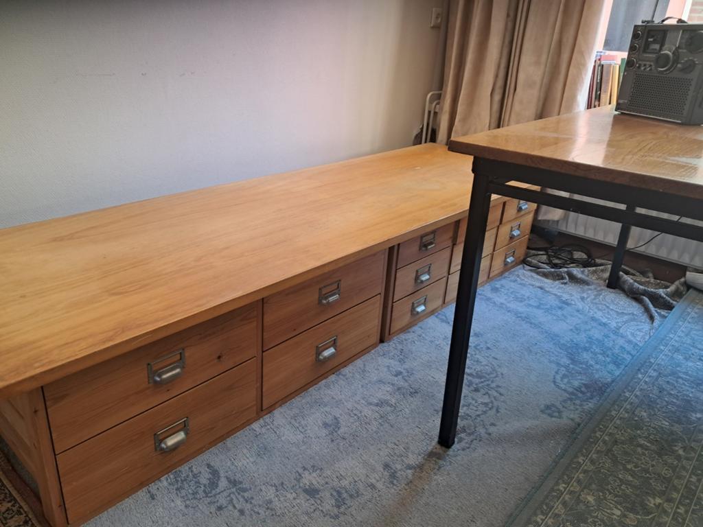 Lundia ladenblokken met afdekplank - 4 en 9 laden, Ophalen, Gebruikt, 5 laden of meer, 200 cm of meer