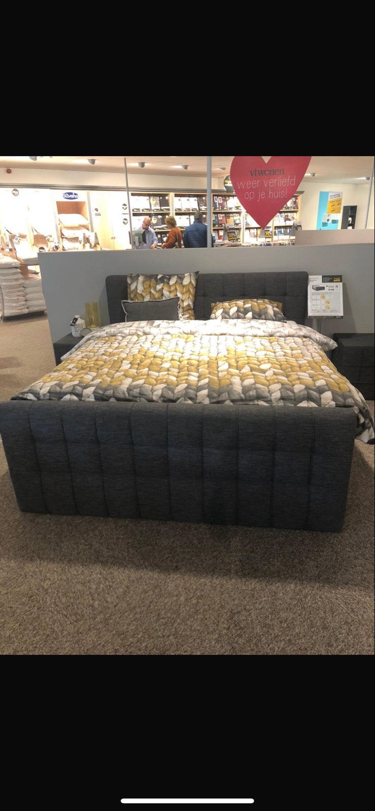 Tweepersoonsbed met gestoffeerd hoofdbord en voeteneinde, Tweepersoons, 200 cm, Swiss sense, Swiss
