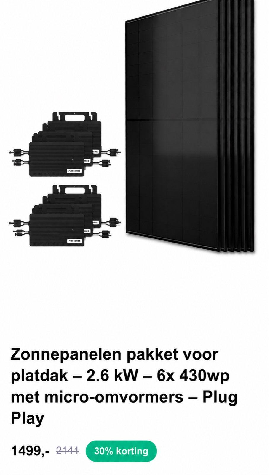 Zonnepanelen pakket platdak 2.6 kW met micro-omvormers, Ophalen of Verzenden, Nieuw, Compleet systeem, 200 wattpiek of meer