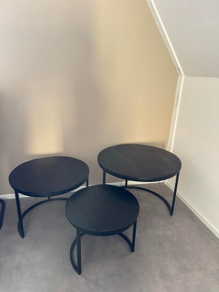 Zwarte salontafels set - Modern design, Gebruikt, Rond, 50 tot 100 cm, Minder dan 50 cm