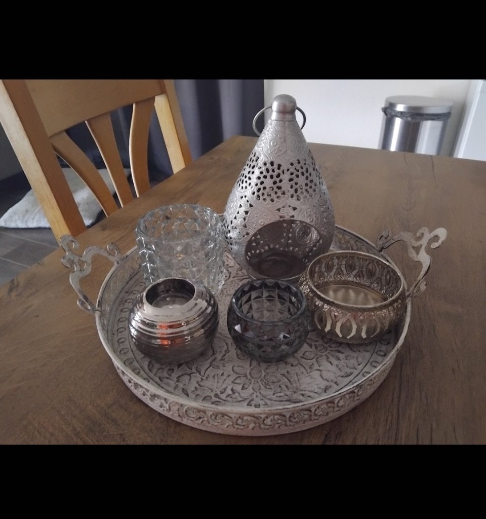 Dienblad, Huis en Inrichting, Woonaccessoires | Dienbladen, Ophalen, Met opstaande rand, Rond, Zo goed als nieuw