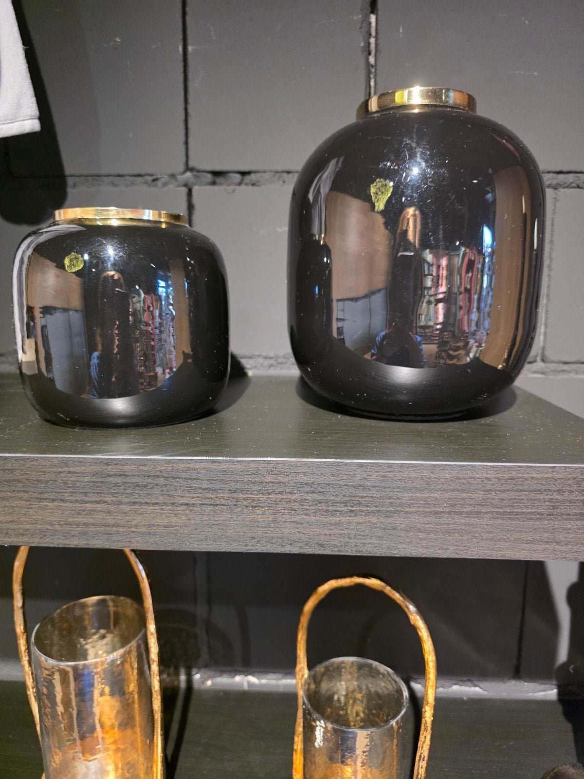 Set Countryfield zwart glazen potten met gouden accent, Ophalen, Zwart