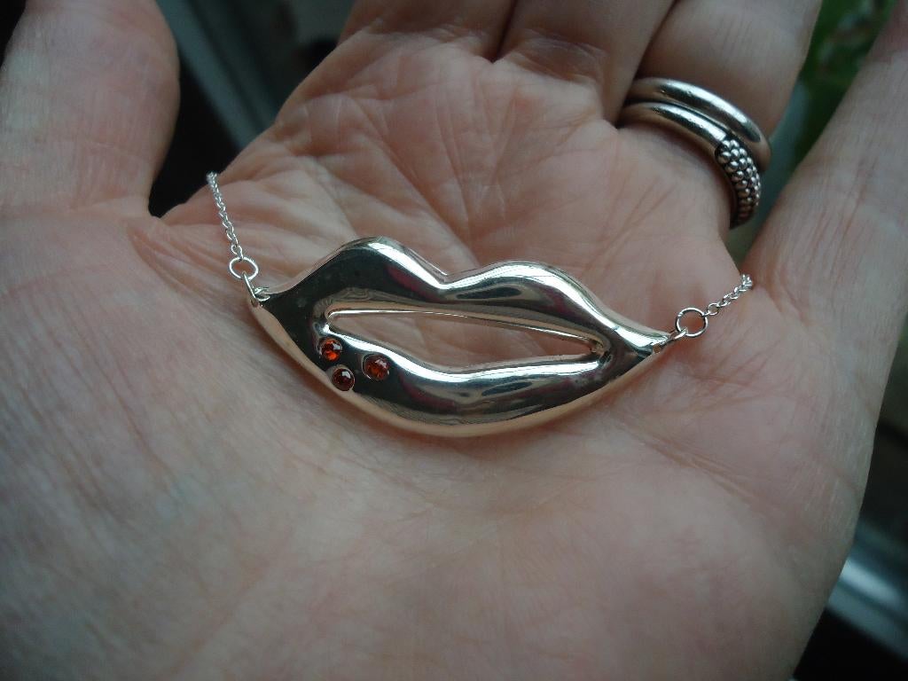 mooie echt zilveren ketting de mond van karin bloemen 925, Met kristal, Ophalen of Verzenden, Zo goed als nieuw, Zilver