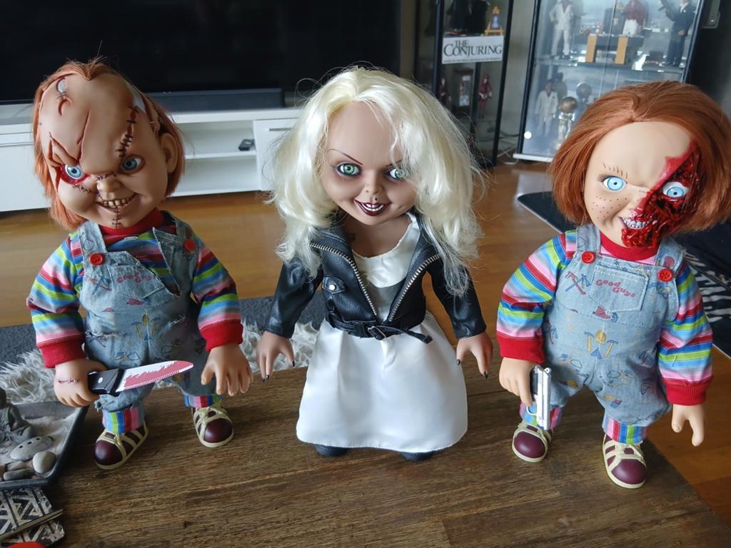 Mezco Chucky en Tiffany talking dolls horror collectibles, Ophalen of Verzenden, Zo goed als nieuw, Pop