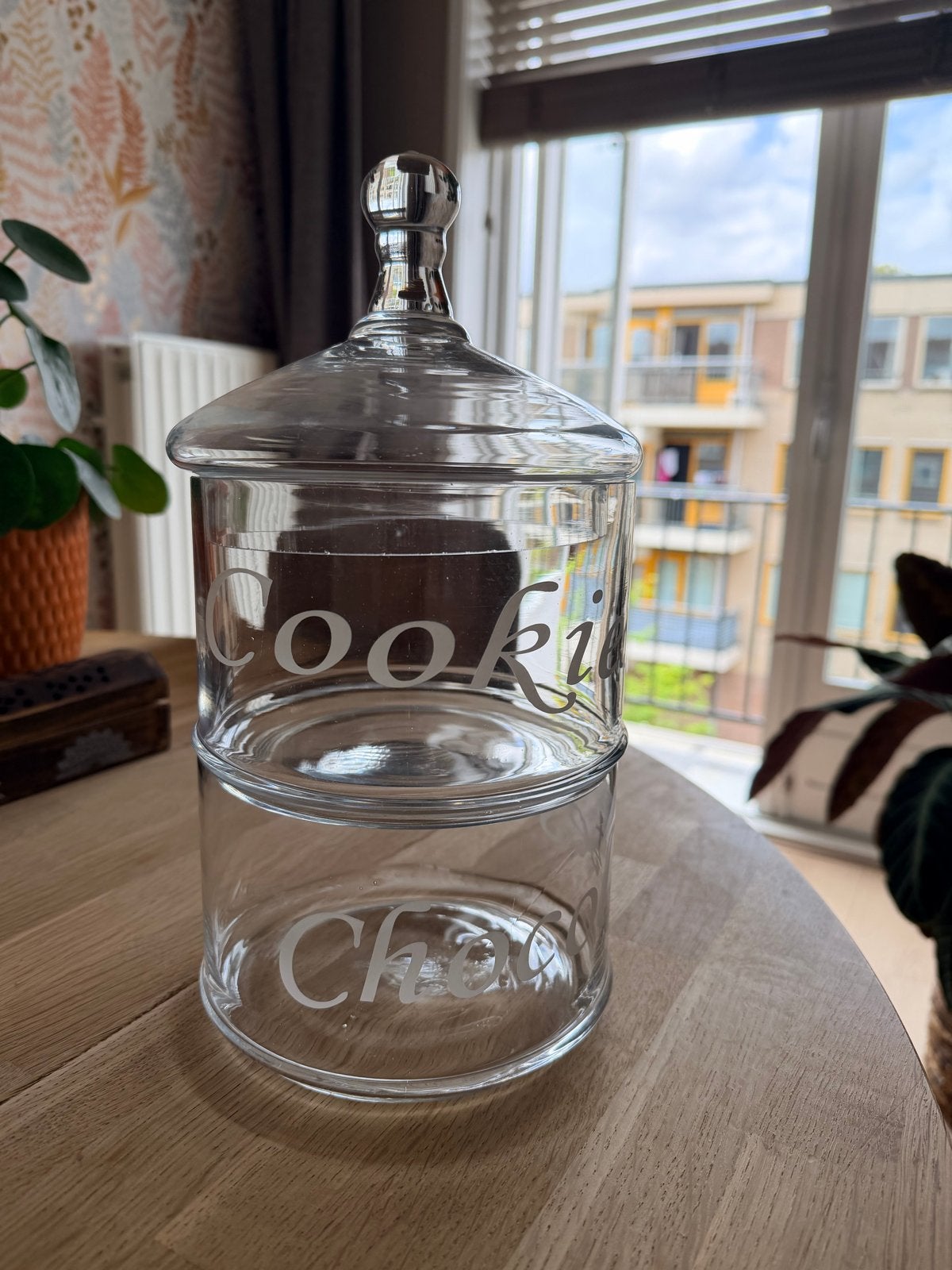 Glazen voorraadpot voor koekjes en chocolade, Ophalen, Voorraadpot, Overige merken, Glas