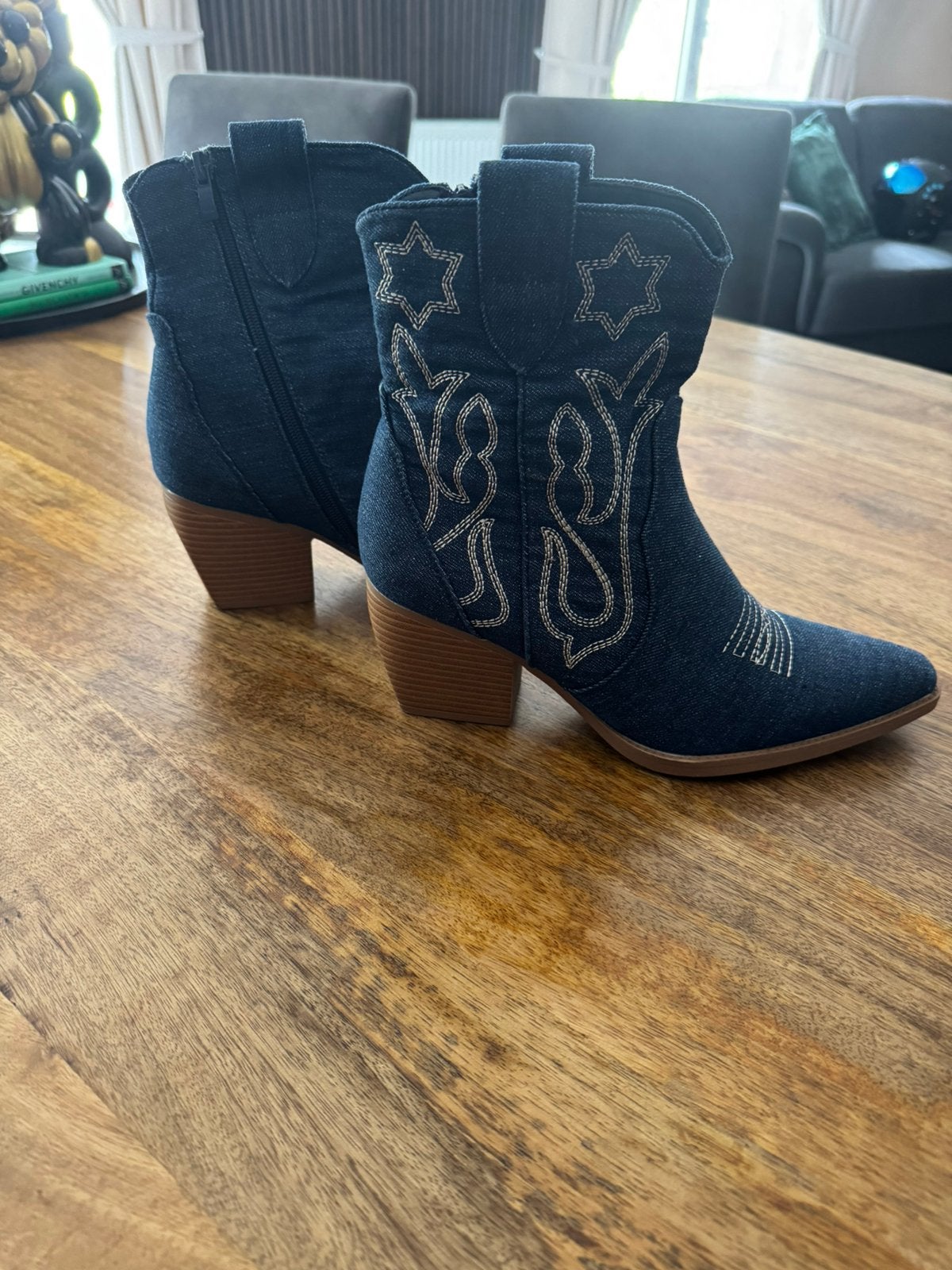 Denim cowboylaarsjes maat 41 NIEUW, Ophalen, Zo goed als nieuw, Blauw, Sneakers of Gympen