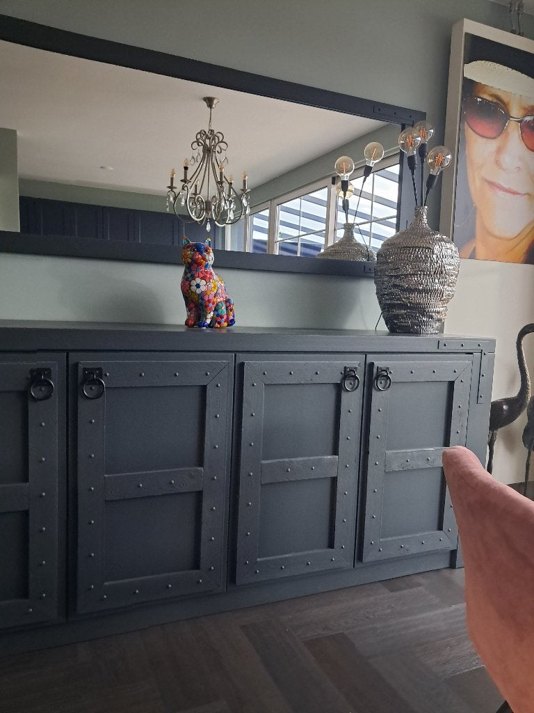 Dressoir met spiegel, Huis en Inrichting, Kasten | Dressoirs, Ophalen, Eikenhout, 200 cm of meer, 25 tot 50 cm