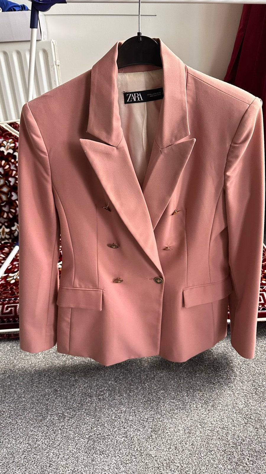 Zara Roze Double-Breasted Blazer Maat M, Kleding | Dames, Maat 38/40 (M), Ophalen of Verzenden, Zo goed als nieuw, Jasje