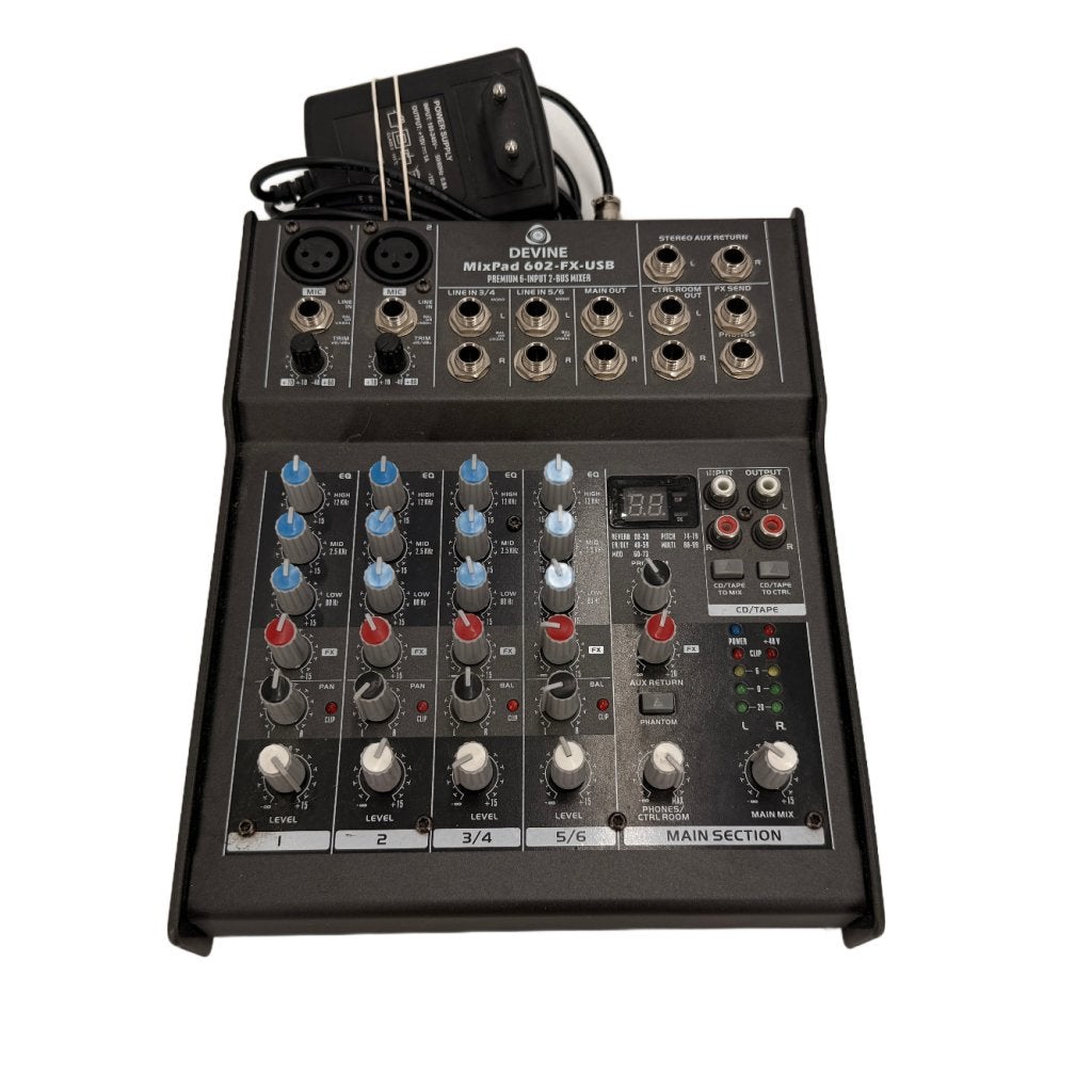 Devine MixPad 602-FX-USB 6-kanaals mixer met FX en USB, Muziek en Instrumenten, Mengpanelen, Devine, Gebruikt, Sales@devineco.com